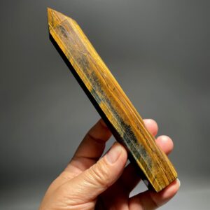 Natural Tiger Eye Crystal Tower: Flashy Stone Obelisk (7.17")