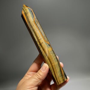 Natural Tiger Eye Crystal Tower: Yellow & Blue Flashy Stone (8.07")