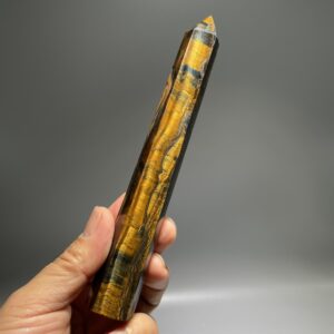 Natural Tiger Eye Crystal Tower: Yellow/blue Flashy Stone (7.09")