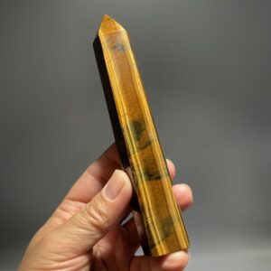 Natural Tiger Eye Crystal Tower: Flashy Stone Obelisk (6.3")