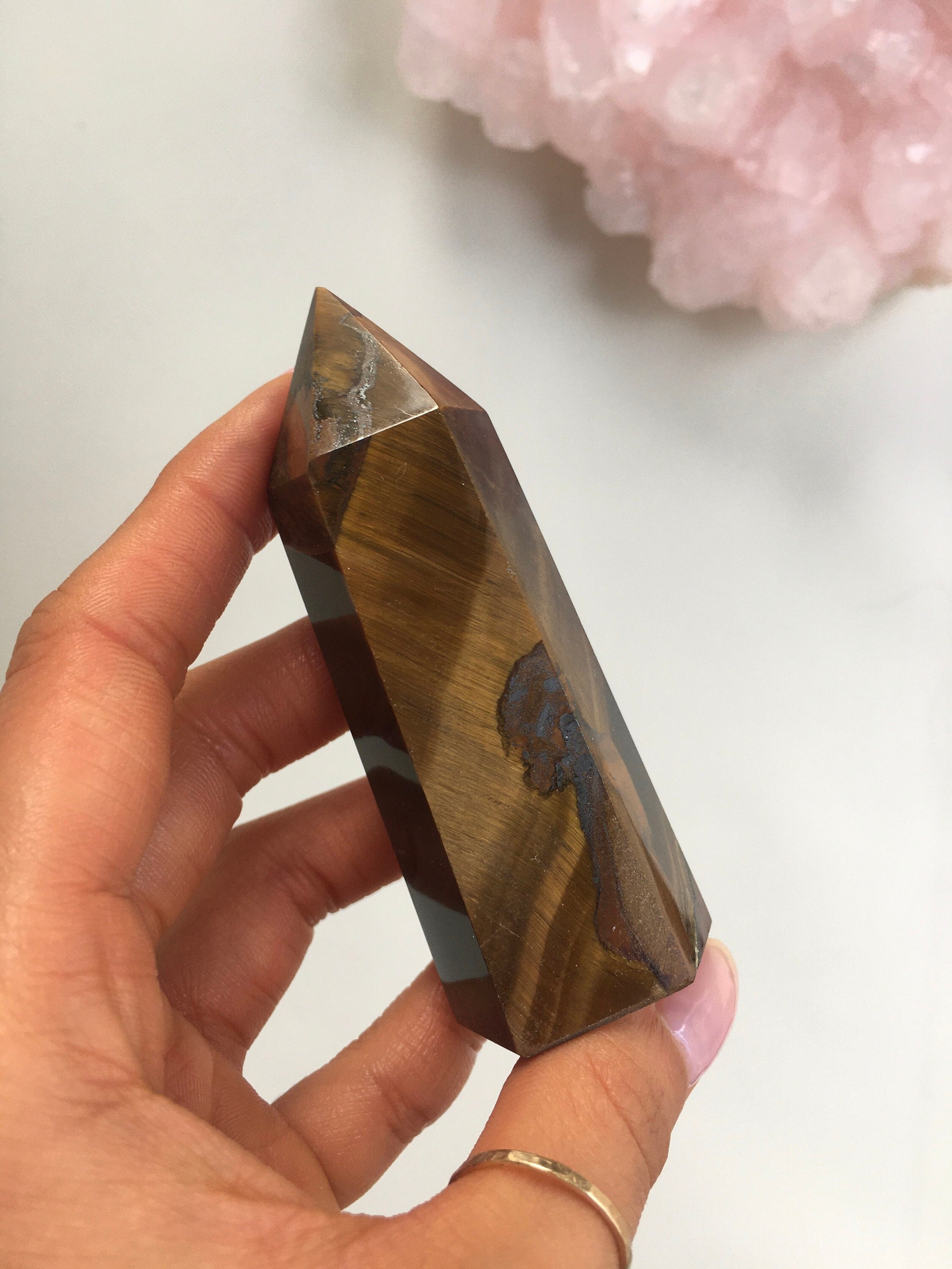 Tiger Eye Point, Crystal Obelisk (7.75cm)