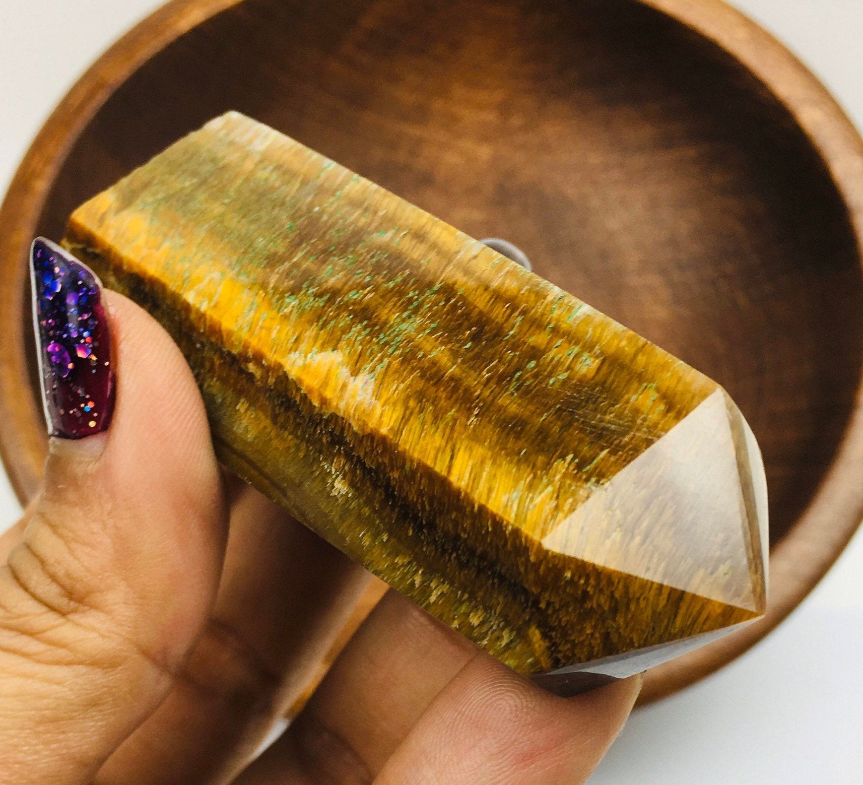 Tigers Eye Crystal (84.1g ) Tigereye Crystal Tower Polished Point Natural Gemstone Wand Standing