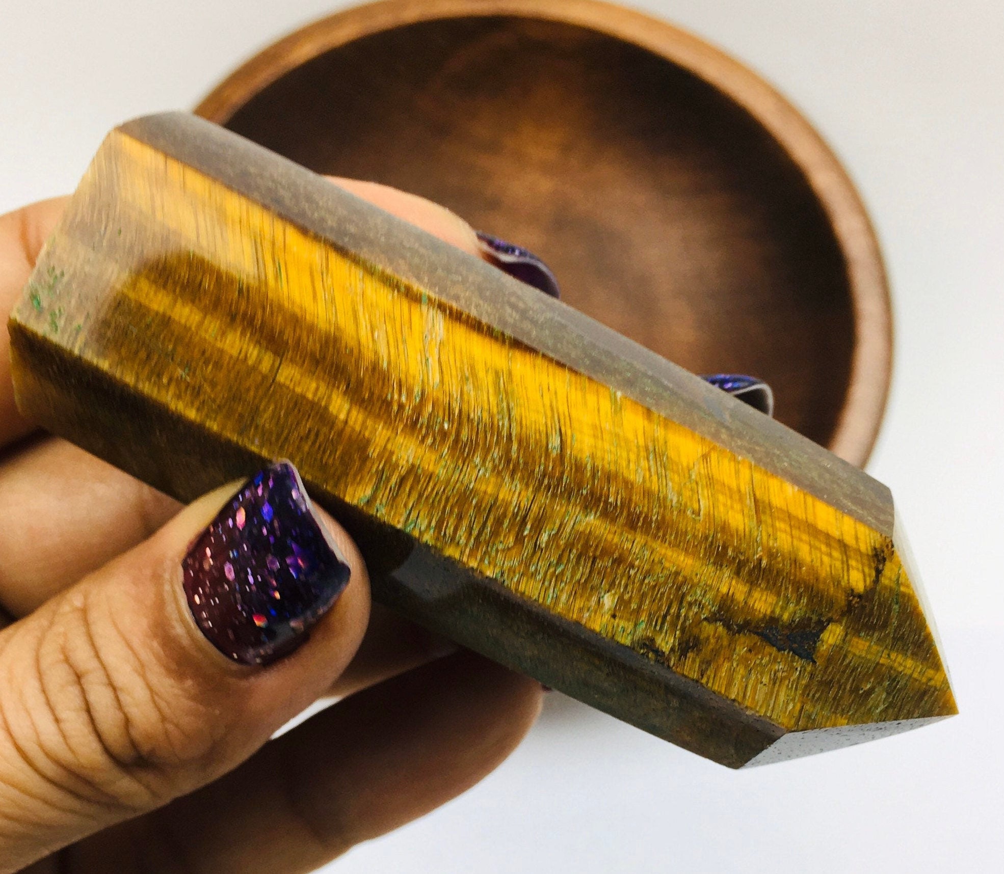 Tigers Eye Crystal Point Obelisk: Polished Gemstone (85.8g)