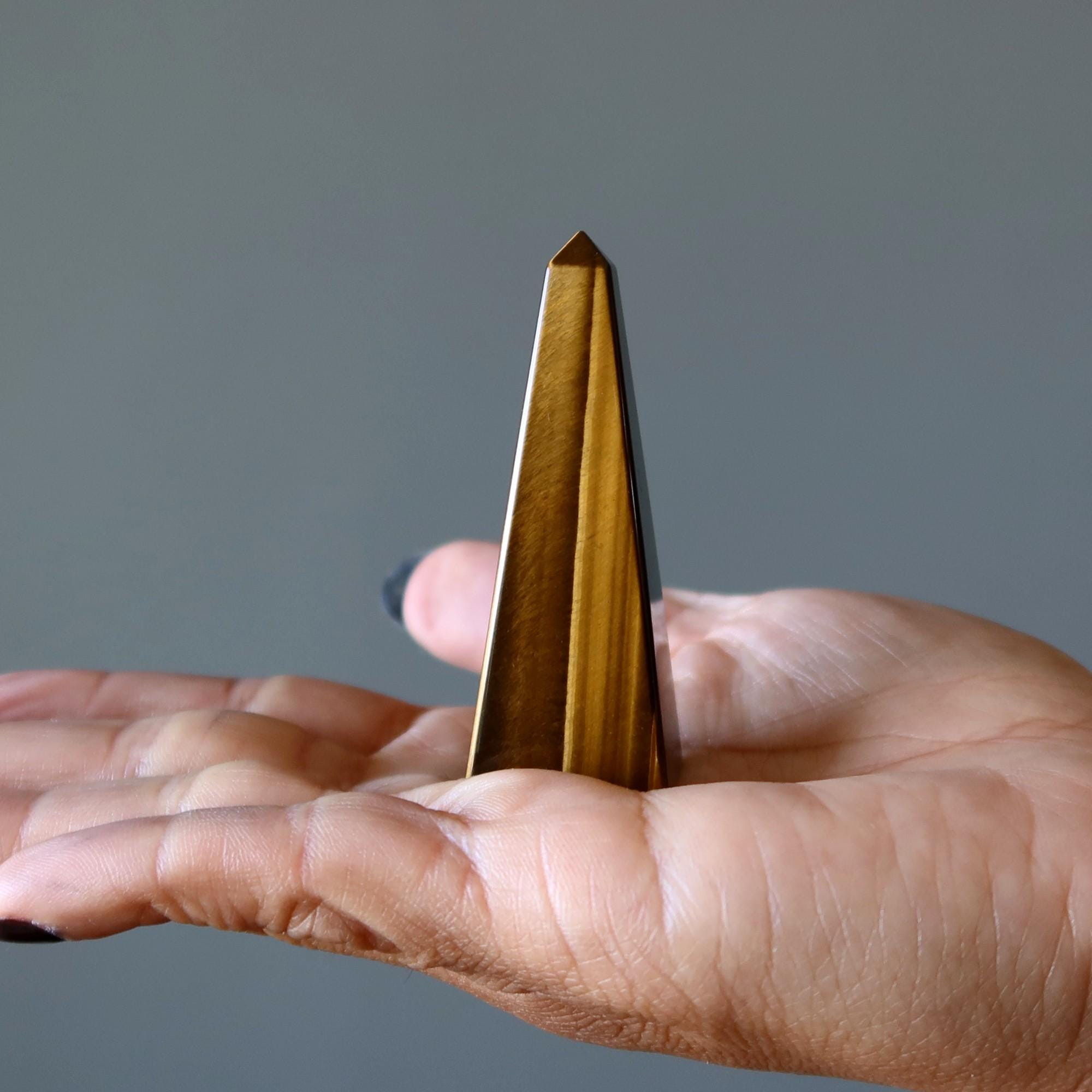 Tigers Eye Tower Wand Glistening Gemstone Point