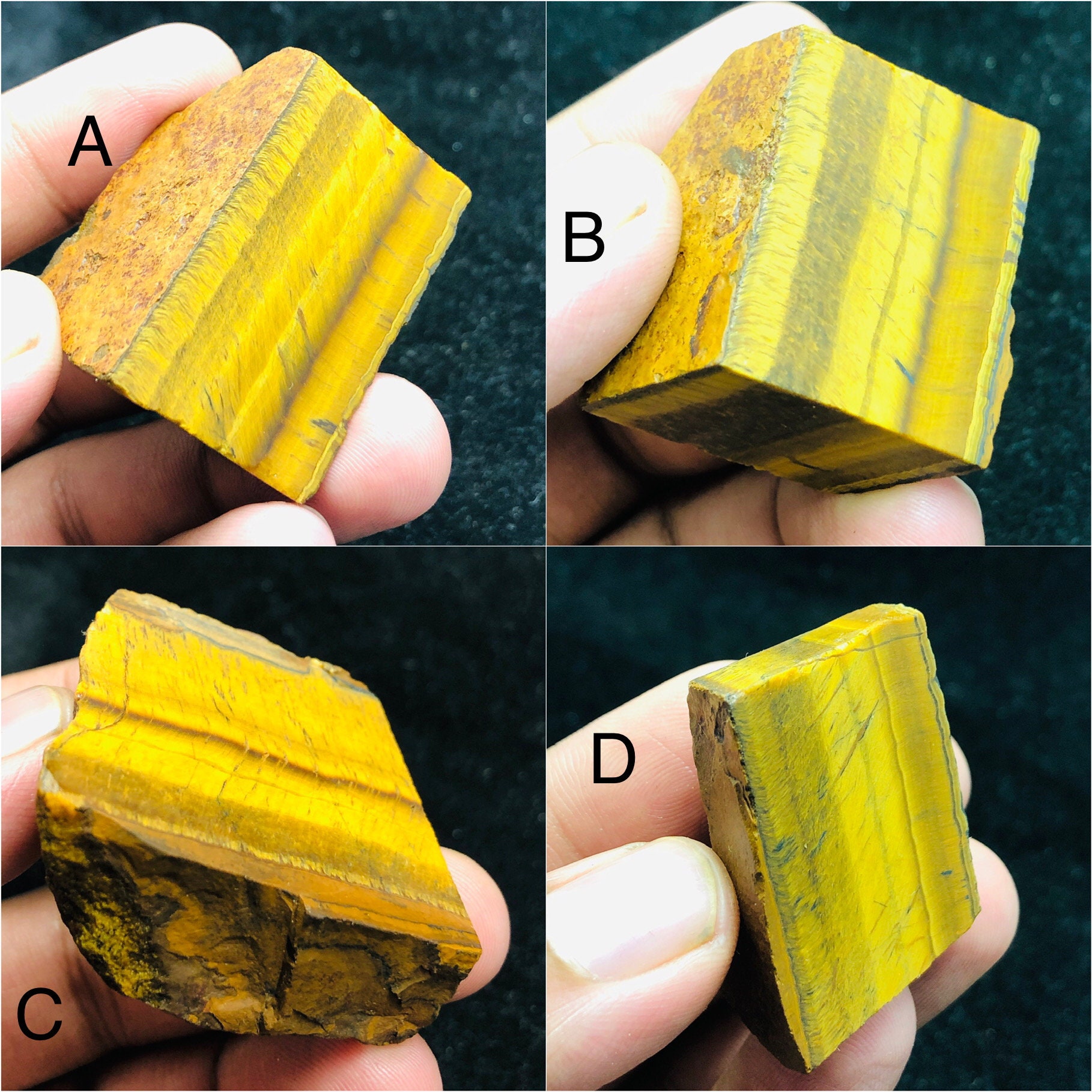Raw Golden Tiger Eye Rough Slice | Natural Stone