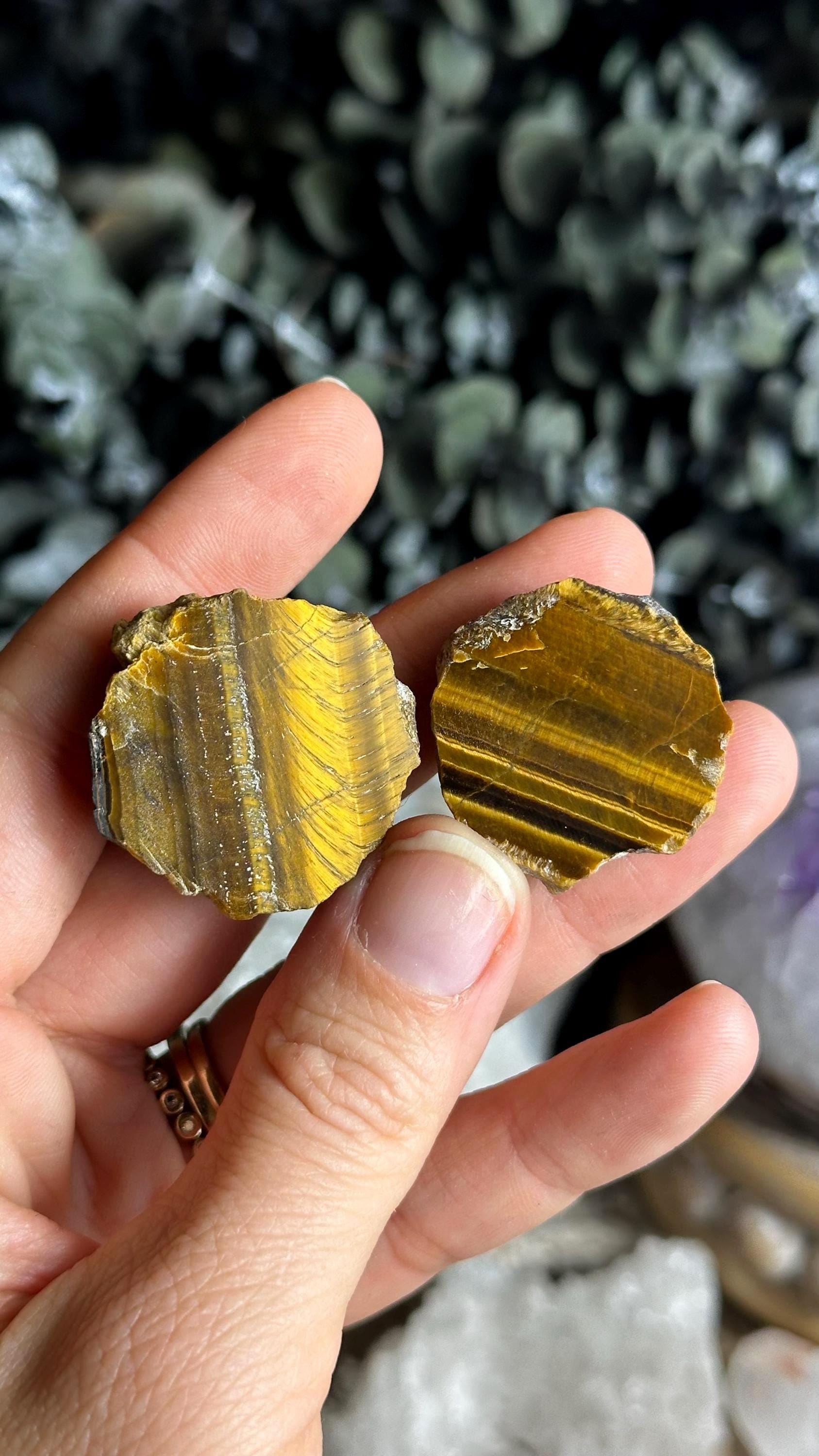 Half Polished Tiger Eye Stone: Rough Gemstone For Strength