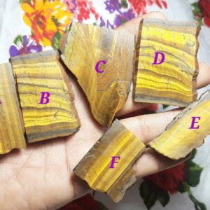 Natural Yellow Tiger Eye Rough Gemstone: Jewelry Making Specimens Slices Slab Rock Chunk