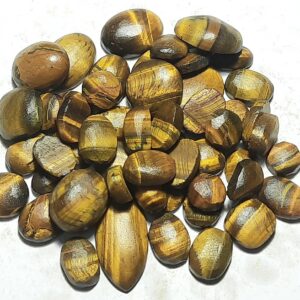 Unpolished Tiger Eye Rough Stone Mix: Oval, Pear, Round