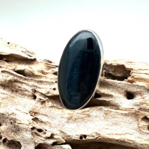 Adjustable Blue Tiger's Eye 925 Sterling Silver Ring (size 7-9)