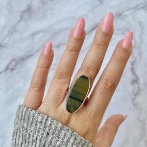 Blue Tiger Eye Adjustable Ring / 925 Sterling Silver / Healing Gemstone / Gift For Her / Oval Cab / Blue Tiger Eye Statement Ring / Bte-r-4.