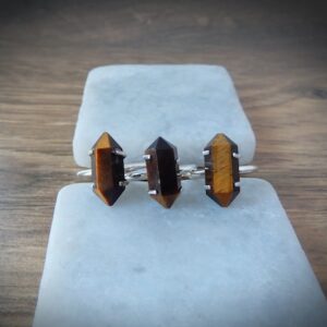 Gemstone Point Ring Sterling Silver • Tiger Eye Point Ring • Sterling Silver Gemstone Point Ring • Healing Gemstone Ring • Affordable Gift