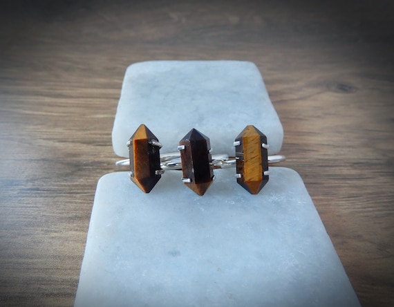 Gemstone Point Ring Sterling Silver • Tiger Eye Point Ring • Sterling Silver Gemstone Point Ring • Healing Gemstone Ring • Affordable Gift