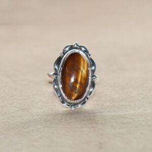 Handmade Tiger Eye Ring: 925 Sterling Silver Gemstone