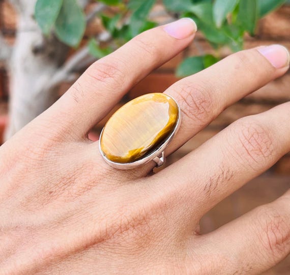 Tiger Eye Ring, Handmade Jewellery, Designer Women Ring, Solid 925 Sterling Silver,