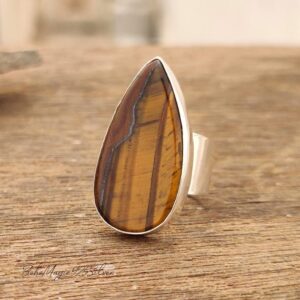 Handmade Sterling Silver Tiger's Eye Ring: Boho Gemstone Band