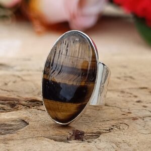 Handmade Tiger's Eye 925 Sterling Silver Ring