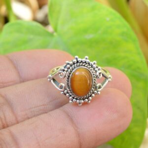 Handmade Yellow Tiger Eye Ring: 925 Sterling Silver Gemstone