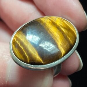 Natural Gold Tiger's Eye Ring, Size 5.5 Usa, Handmade With Solid Sterling Silver, Beautiful Perfect Gift With Cat's Eye Shimmer!