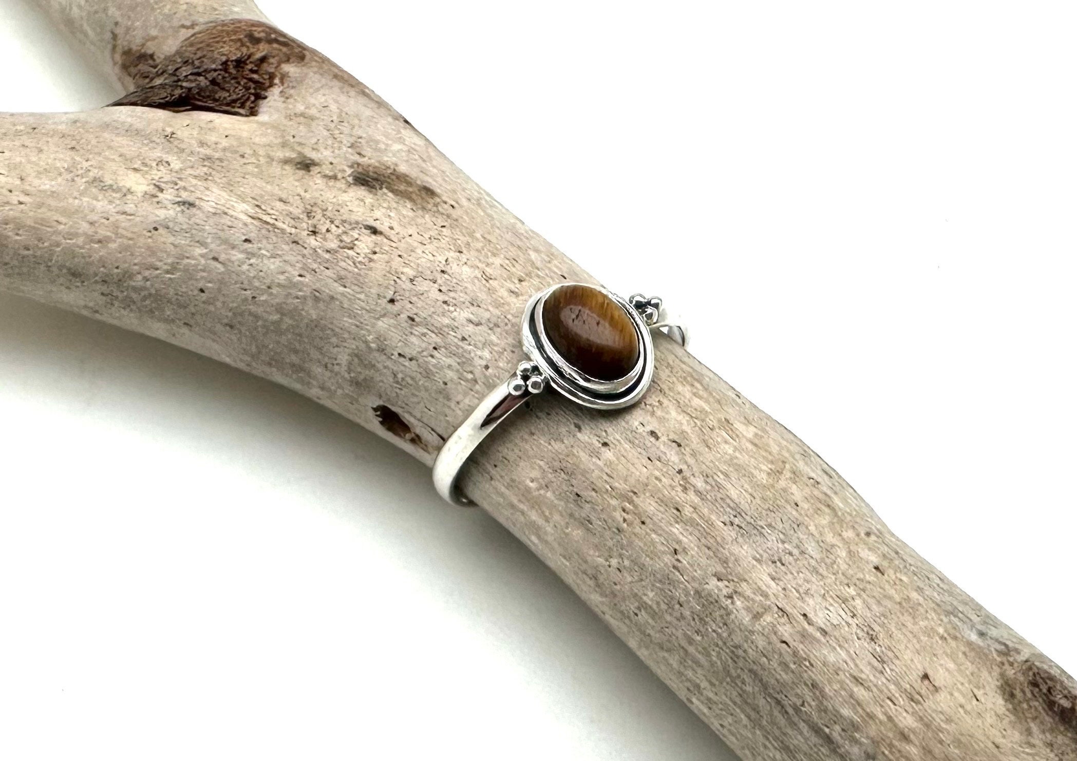 Oval Tiger's Eye 925 Sterling Silver Ring