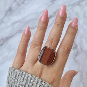 Red Tiger Eye Adjustable Ring / 925 Sterling Silver / Healing Gemstone / Gifts For Her / Octagon / Red Tiger Eye Statement Ring / Rte-r-28.