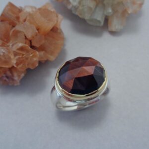 Red Tiger's Eye Ring in 18k Gold and Sterling Silver