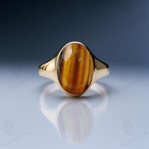 Tiger Eye Signet Ring For Women 925 Silver Tiger Eye Statement Ring Oval Shape Tiger Eye Gemstone Unisex Ring 14k Gold Tiger Eye Signet Ring