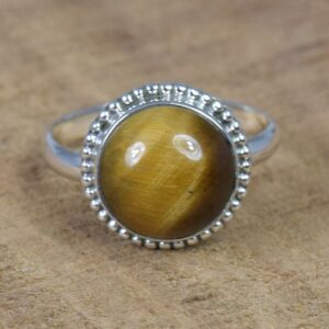 Tiger Eye Sterling Silver Ring: Round Gemstone, Elegant Design