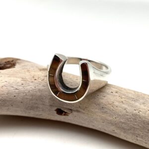Sterling Silver Tiger's Eye Horseshoe Ring, Good Luck Amulet