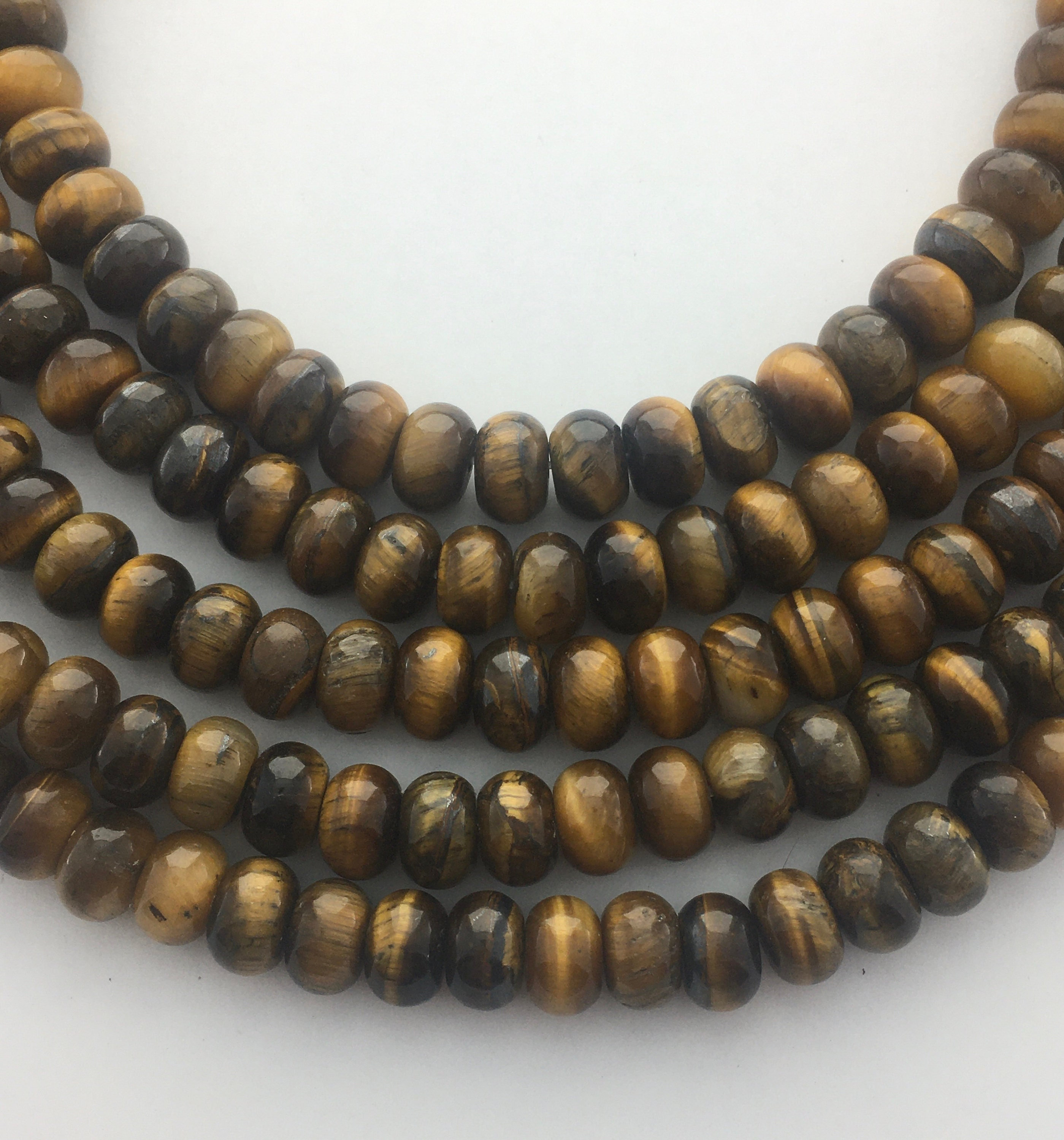 5x8mm Rondelle Brown Tiger Eye Gemstone Beads. 15” Strand Of Rondelle Beads, About 74 Per Strand. Golden Tigers Eye.