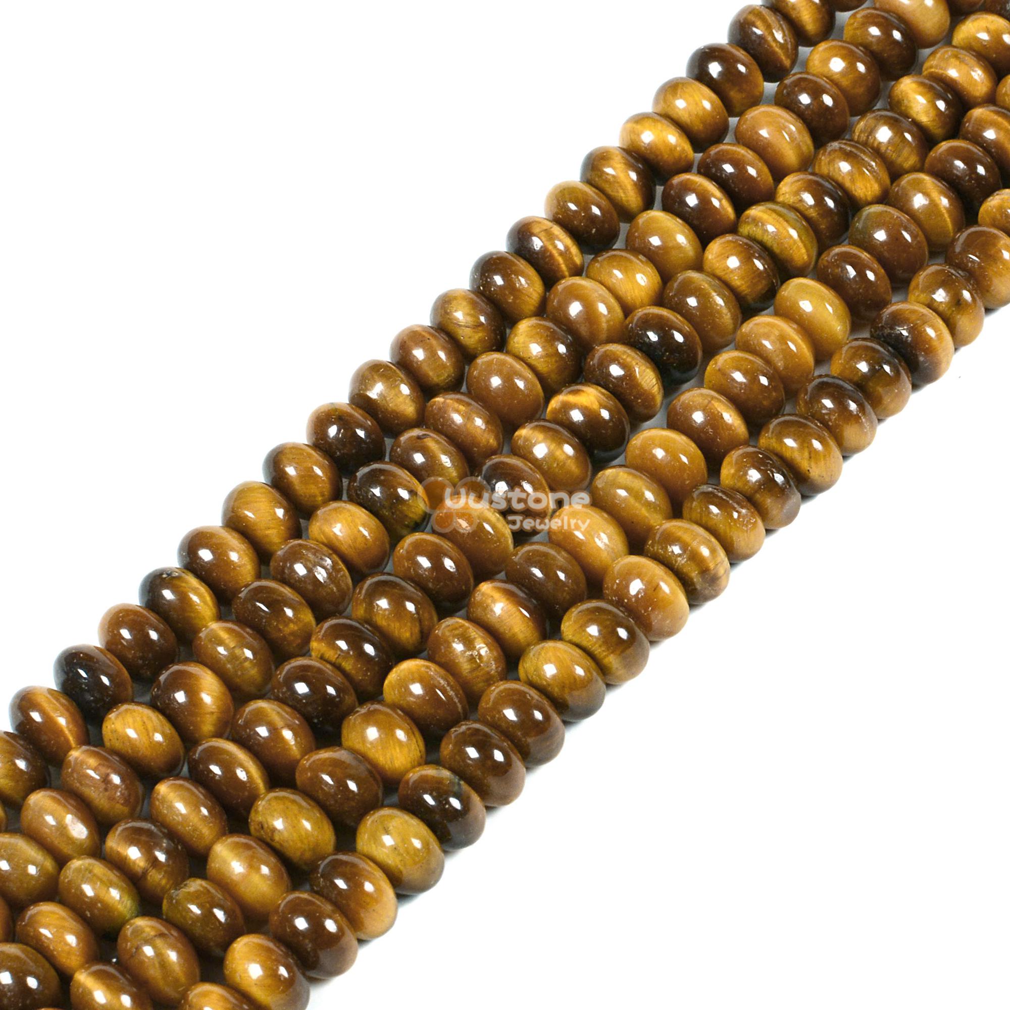 6mm Yellow Tiger Eye Rondelle Loose Gemstone Beads Diy Jewelry Making Bead 15.5"
