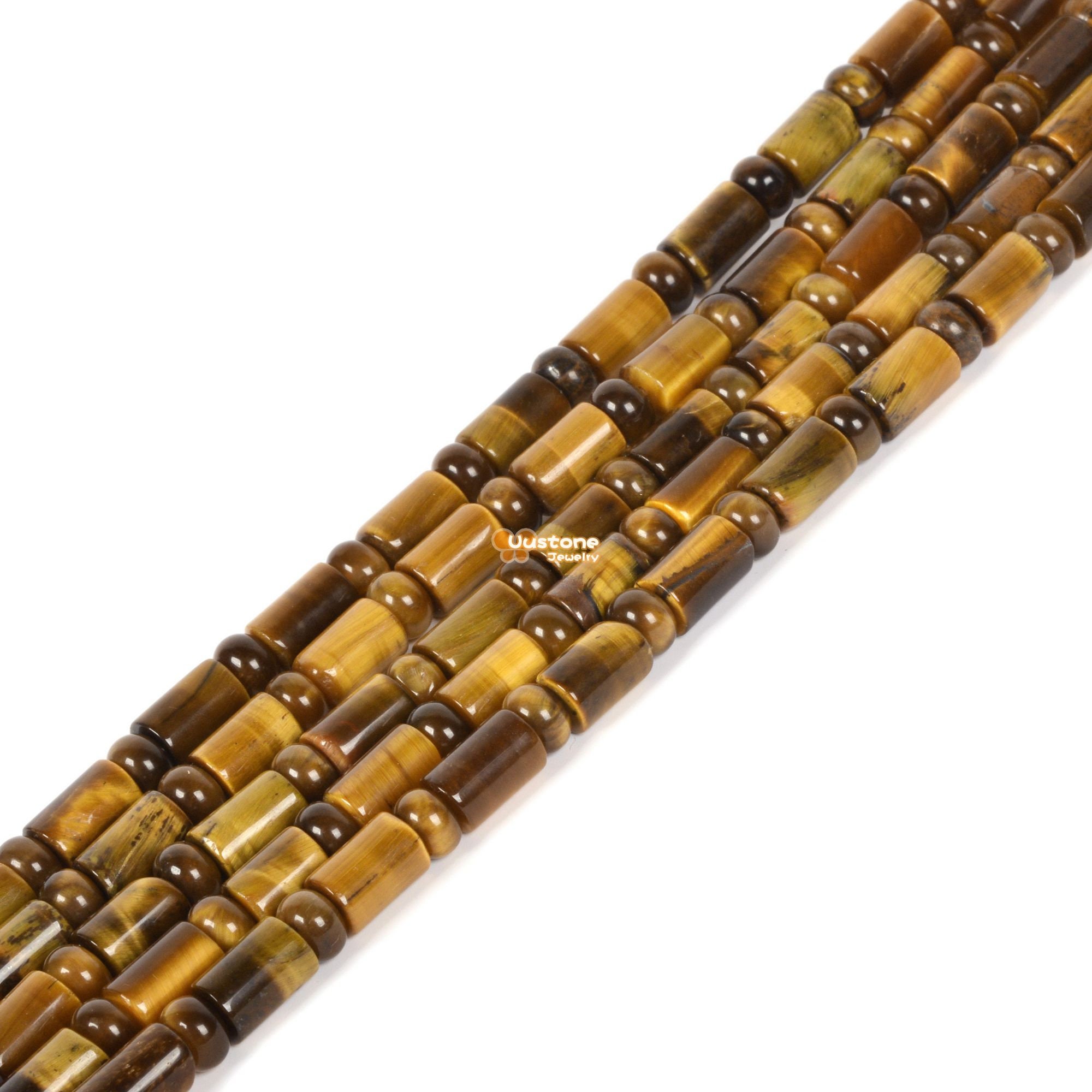 9mm To 10mm Natural Yellow Tiger Eye Tube  Rondelle Spacer Loose Gemstone Beads Jewelry Making Diy 16 Inch