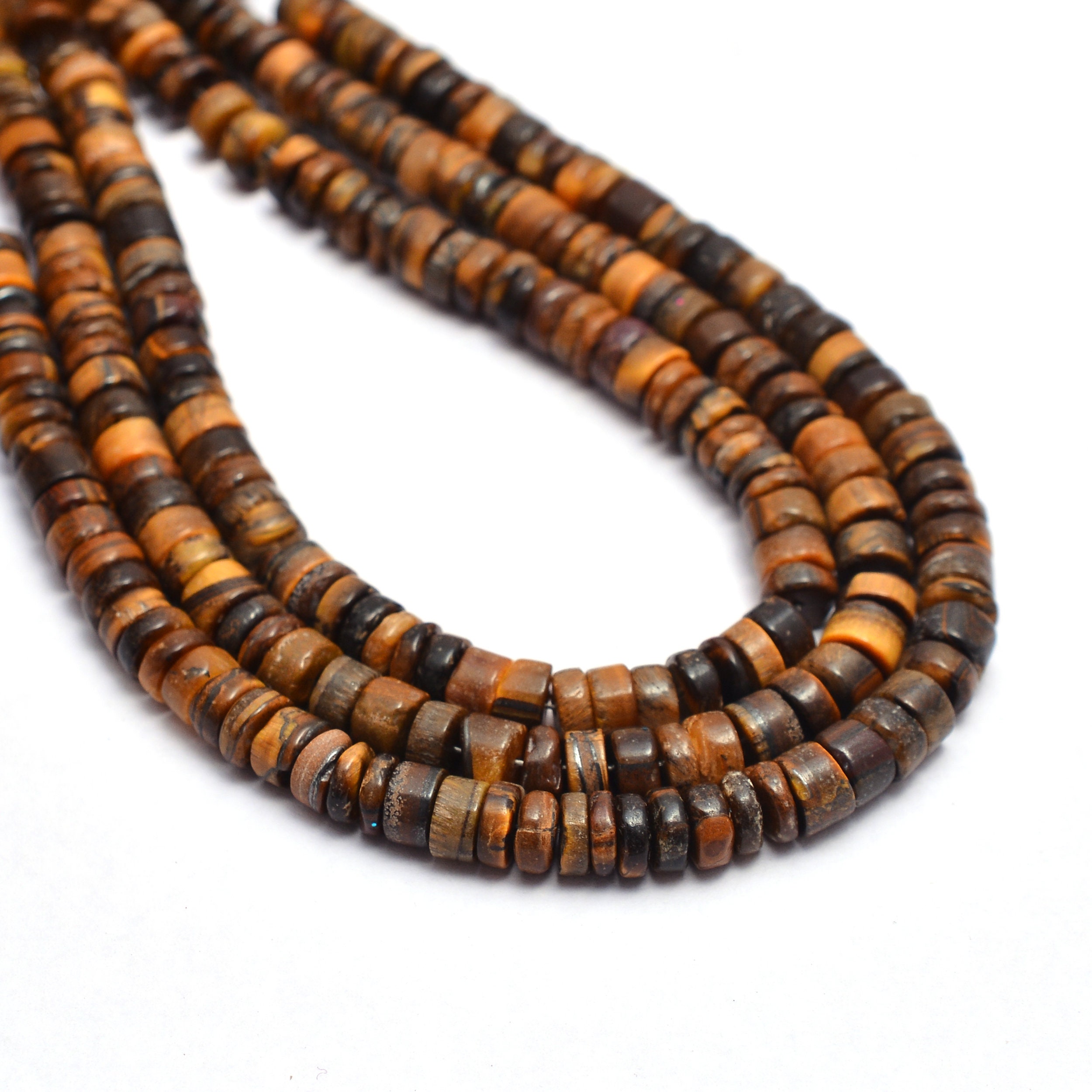 Aaa+ Tiger Eye Gemstone 5mm Smooth Heishi Beads | 16" Strand | Natural Yellow Tiger Eye Semi Precious Gemstone Loose Spacer Rondelle Beads