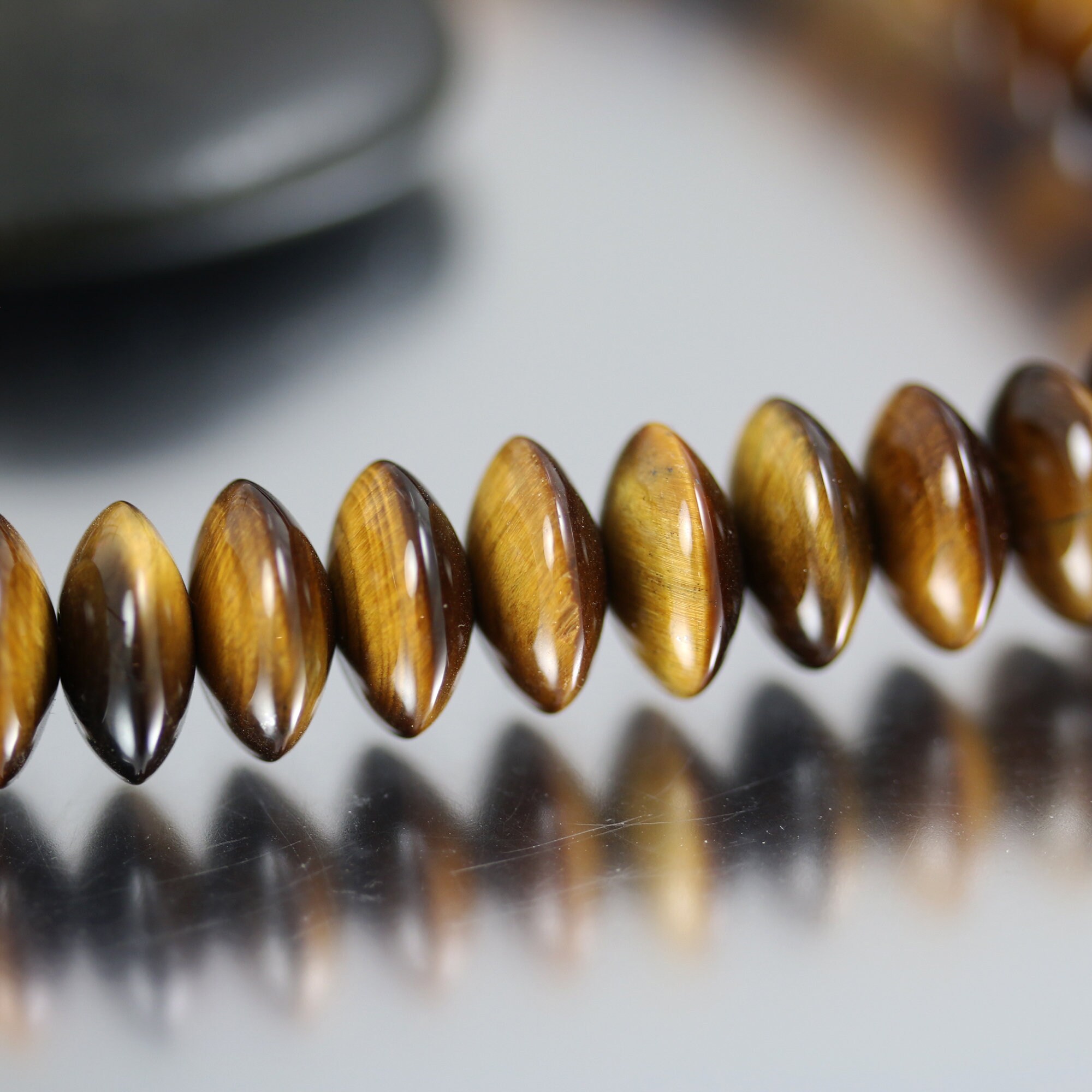 Tiger Eye Abacus Rondelle Beads - 12x6mm - Full Strand