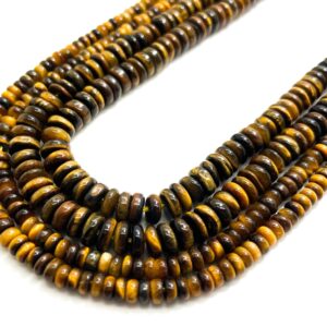 Natural Yellow Tiger's Eye Smooth Polished Rondelle Round Flat Gemstone Beads - Rd34 Natural Yellow Tiger's Eye Smooth Polished Rondelle Round Flat Gemstone Beads - Rd34