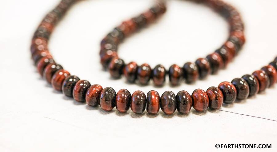 Red Tiger Eye 8mm/ 6mm/ 4mm Rondelle Beads 16" Strand