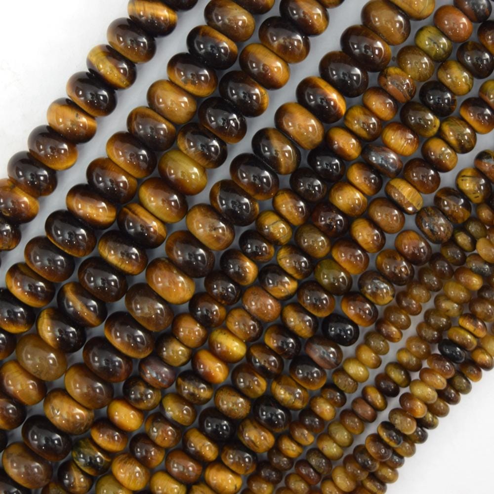 Natural Tiger Eye Rondelle Button Beads Gemstone 15" Strand 4mm 6mm 8mm Natural Tiger Eye Rondelle Button Beads Gemstone 15" Strand 4mm 6mm 8mm