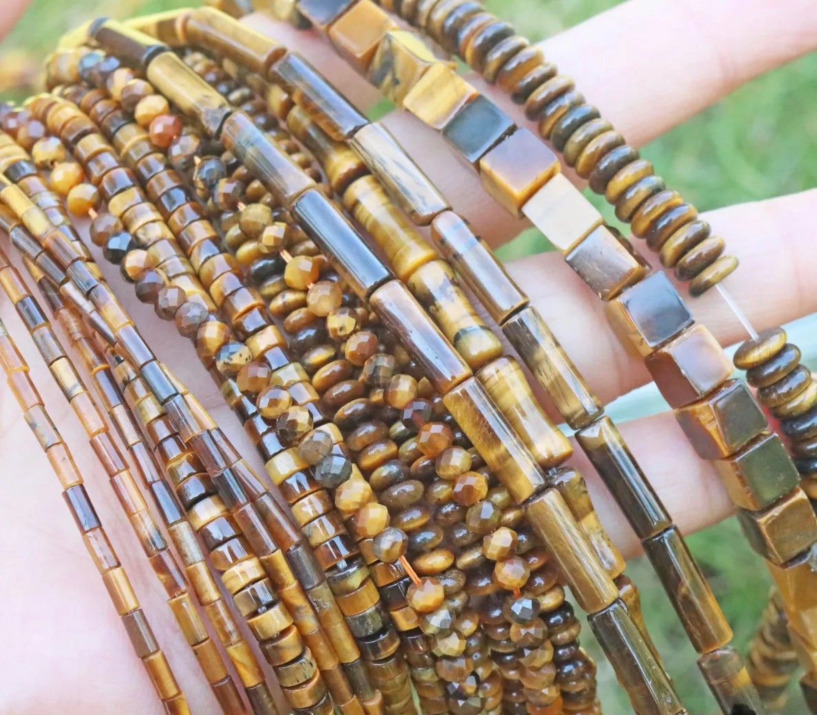 Natural Tiger's Eye Rectangle Square Tube Rondelle Loose Spacer Beads,diy Jewelry Making Handmade Beads Accessory,15 Inches One Strand