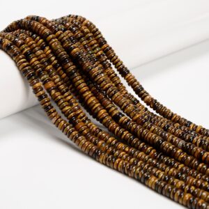 Natural Yellow Tiger Eye Smooth Rondelle Beads Size 2x6mm 15.5" Strand Natural Yellow Tiger Eye Smooth Rondelle Beads Size 2x6mm 15.5" Strand