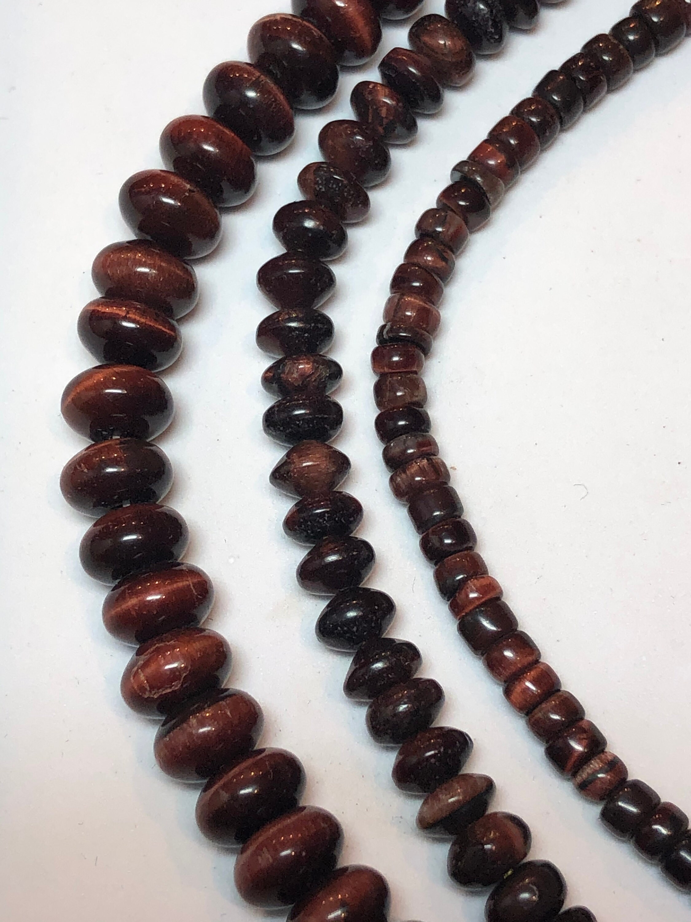 Red Tiger Eye Gemstone Beads In 3 Shapes: 4mm Heishi, 6mm Rondelle And 8mm Rondelle. Metaphysically Enhances Motivation.