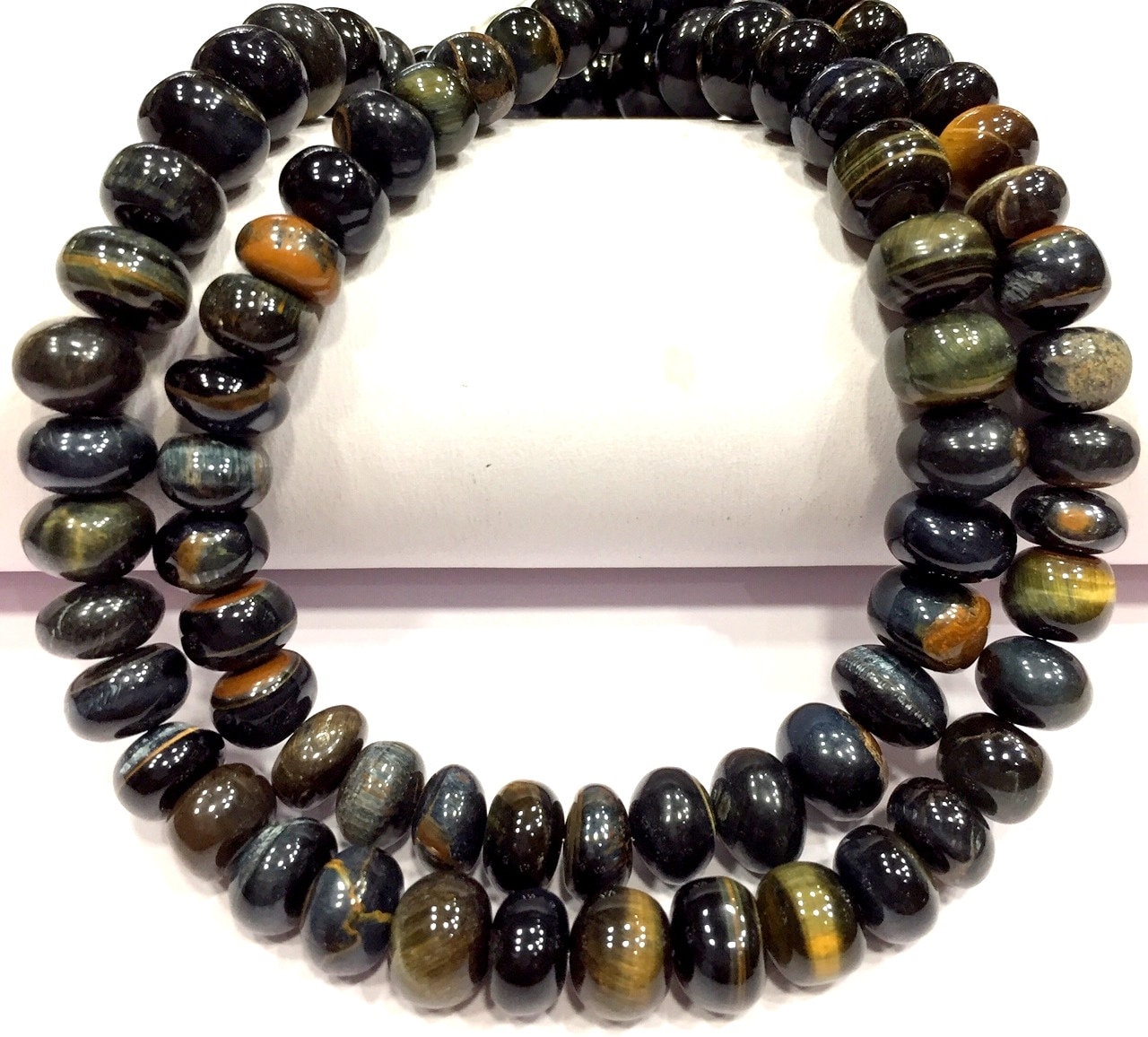 Top Quality~~natural Rare Black Tiger Eye Smooth Rondelle Beads 7-9.mm Rondelle Beads Tiger Eye Gemstone Beads Great Shinning Beads.