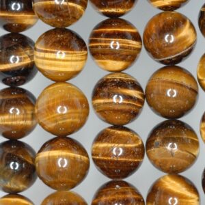14mm Dark Cognac Tiger Eye Gemstone Grade A Round Loose Beads 7.5 Inch Half Strand Lot 1,2, And 6 (90186189-734)