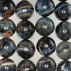 16mm Blue Tiger Eye Gemstone Hawk Eye Grade B Round 16mm Loose Beads 7.5 Inch Half Strand Lot 1,2 And 6 (90186266-738)