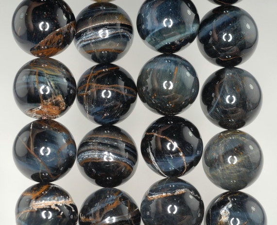 16mm Blue Tiger Eye Gemstone Hawk Eye Grade B Round 16mm Loose Beads 7.5 Inch Half Strand Lot 1,2 And 6 (90186266-738)
