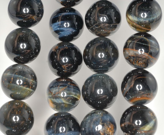 16mm Blue Tiger Eye Gemstone Hawk Eye Grade Ab Round 16mm Loose Beads 7.5 Inch Half Strand Lot 1,2 And 6 (90186269-739)