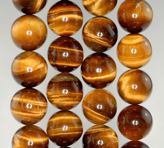 16mm Cognac Tiger Eye Gemstone Yellow Grade Aaa Round Loose Beads 7.5 Inch Half Strand Lot 1,2, And 6 (90186176-735)