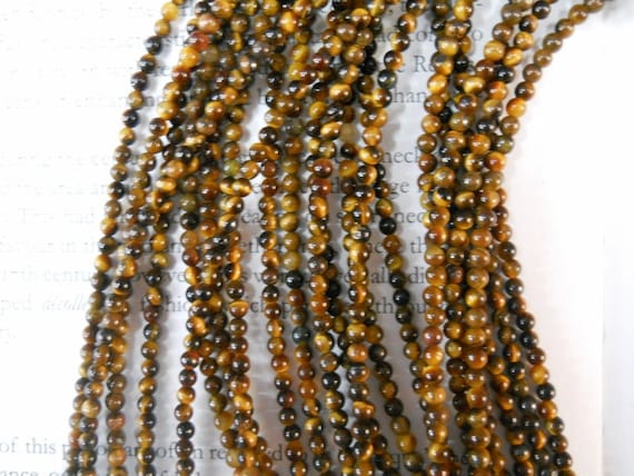 3mm Round Tiger Eye Beads, 15.5 Inch