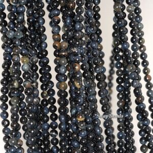 3mm Twilight Blue Tiger Eye Gemstone Grade A Blue Round 3mm Loose Beads 16 Inch Full Strand Lot 1,2,6,12 And 50 (90147930-107-3mm F)