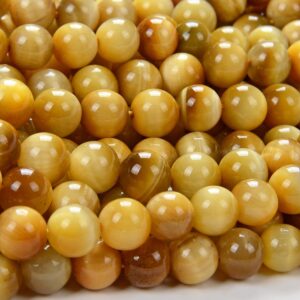 8mm Golden Tiger Eye Gemstone Grade Aa Yellow Round Loose Beads 15.5 Inch Full Strand (90143513-167)