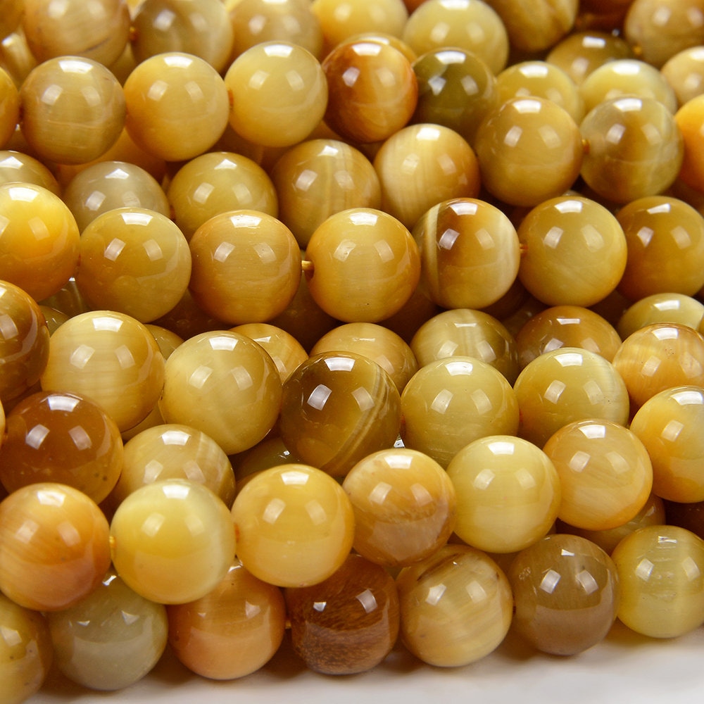 8mm Golden Tiger Eye Gemstone Grade Aa Yellow Round Loose Beads 15.5 Inch Full Strand (90143513-167)