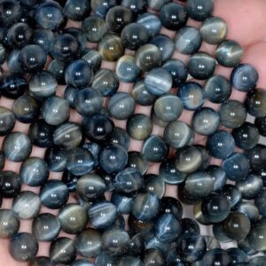8mm Natural Blue Tiger Eye Gemstone Grade Aa Hawk Eye Round Loose Beads 15.5 Inch Full Strand Bulk Lot 1,2,6,12 And 50 (80002580-804)
